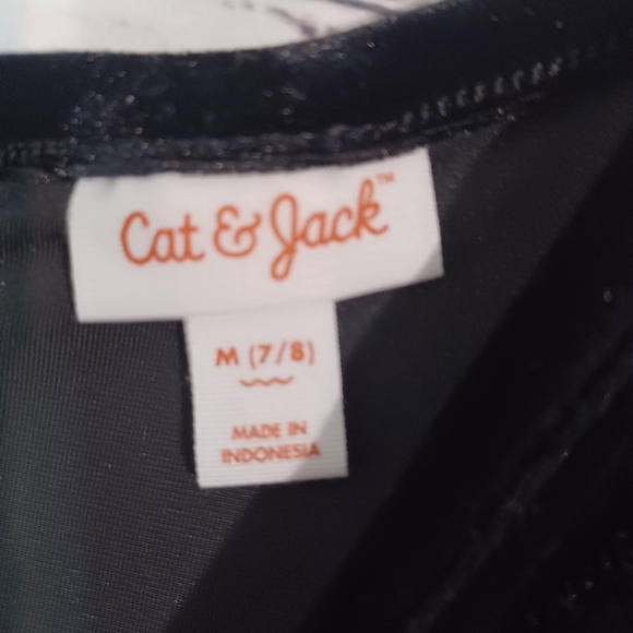 Cat & Jack Girls Dress Black Velvet Red Plaid Black Petticoat (7/8) - Picture 5 of 10